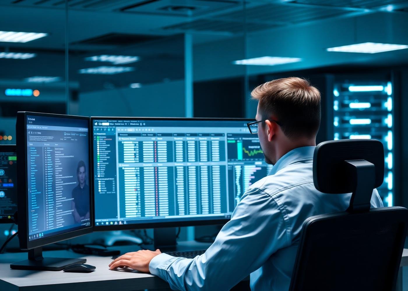 Database specialist working with a SQL management dashboard